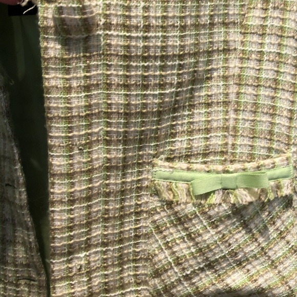 Green tweed plaid preppy blazer bows chanel legally blonde vintage 90s y2k - Picture 6 of 8
